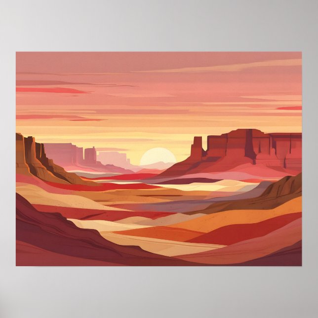 Desert Sunset Abstrakt Background - Warm Earth Poster (Framsidan)