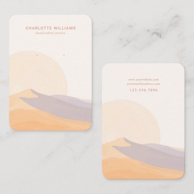 Desert Sunset Anpassningsbar Jewelry Visning Card Visitkort (Fram/baksida)