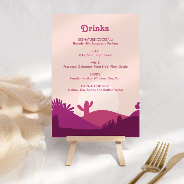Desert Sunset Bachelorette Drink Menu -tecken (Skapare uppladdad)