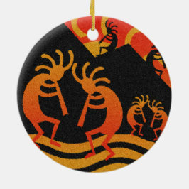 Desert Sunset Kokopelli Southwest Julgransprydnad Keramik