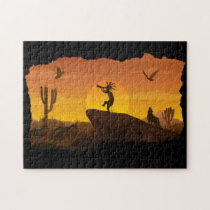 Desert Sunset Nature Kokopelli Jigszle Puzzle Pussel