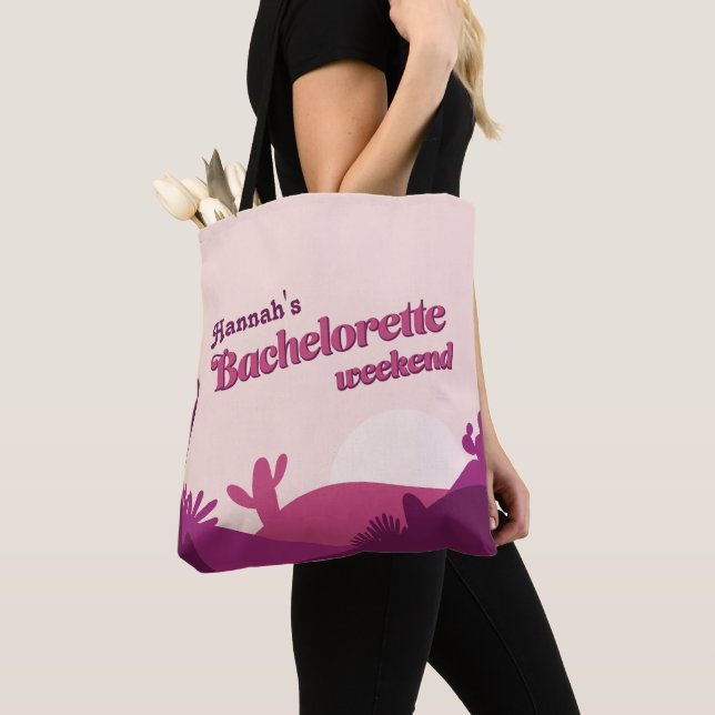 Desert Sunset Pinks Bachelorette Helg Tote Bag Tygkasse (Närbild)