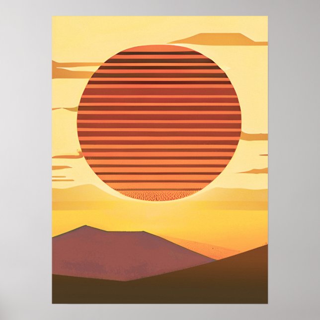 Desert Sunset Rust Orange och Brown Poster (Framsidan)