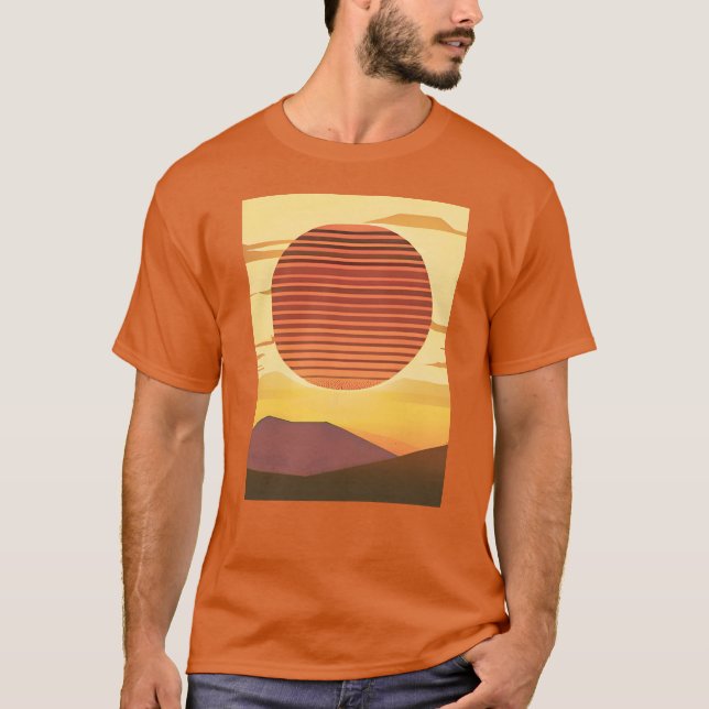 Desert Sunset Rust Orange och Brown T Shirt (Framsida)