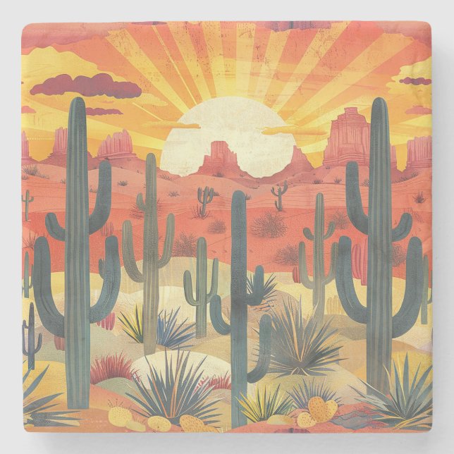 Desert Sunset Stone Underlägg (Framsidan)