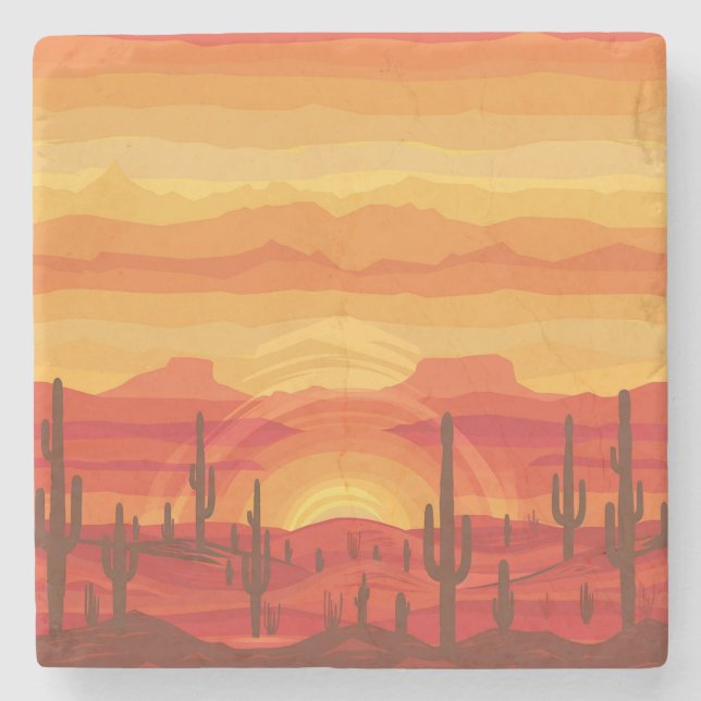 Desert Sunset Stone Underlägg (Framsidan)