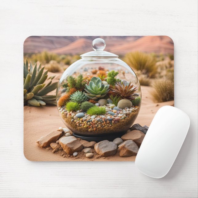 Desert Terrarium och Cactus Musmatta (Med mus)