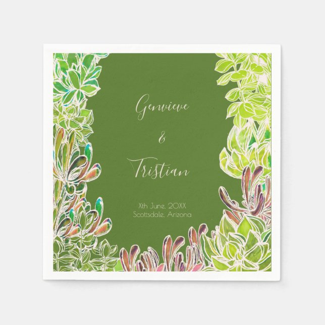 Desert Theme Wedement Reception Cocktail Napkins Pappersservett (Framsidan)