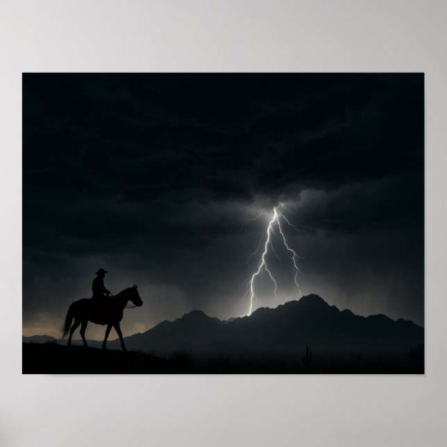 Desert Thunderstorm Poster - Lightning Strike  (Framsidan)