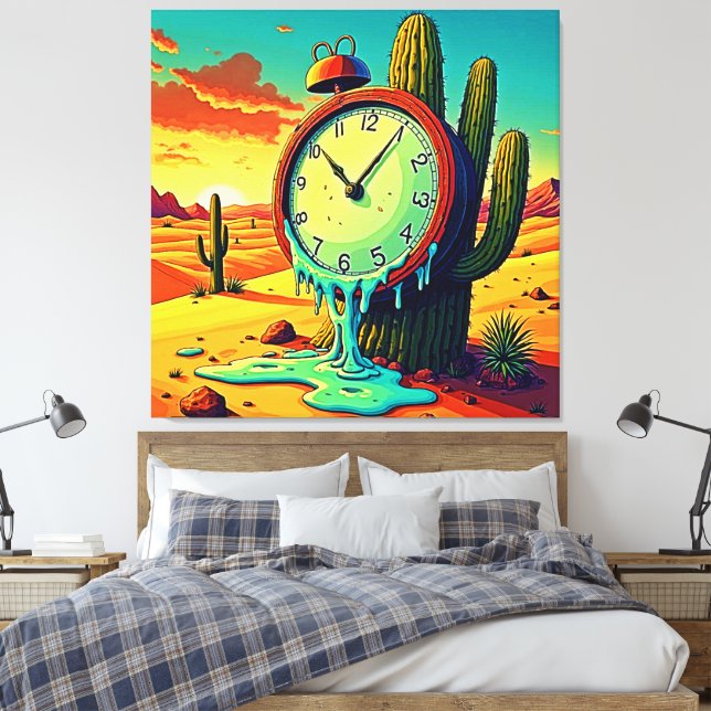 Desert Time Melts Away Clock Canvastryck (Insitu (sovrum))