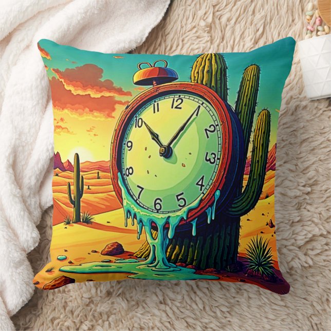 Desert Time Melts Away Clock Kudde (Filt)