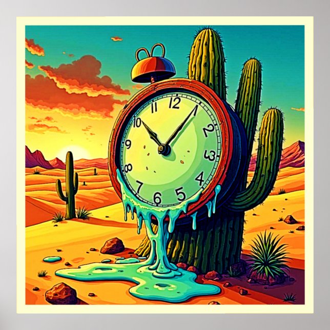 Desert Time Melts Away Clock Poster (Framsidan)