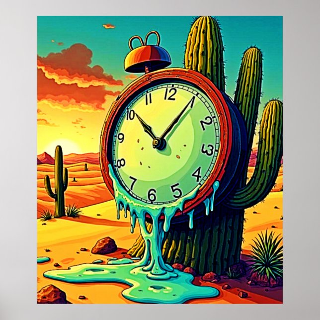 Desert Time Melts Away Clock Poster (Framsidan)