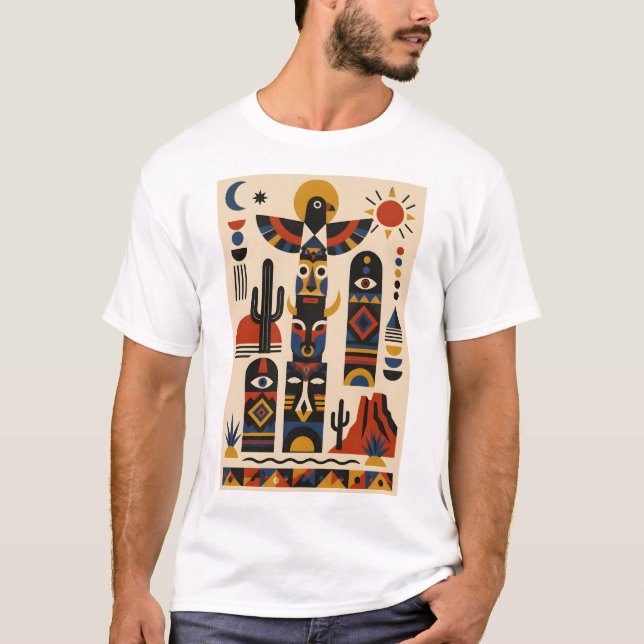 Desert Totems – Geometric Art T-Shirt (Framsida)