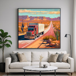 Desert Trucking - Painterly Fordon Art Poster