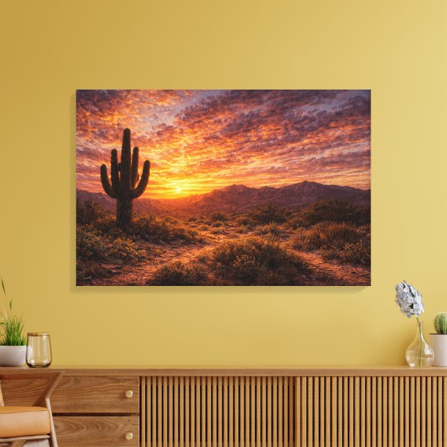 Desert Twilight: The Majestic Saguaro Canvastryck (Insitu (Vardagsrum))