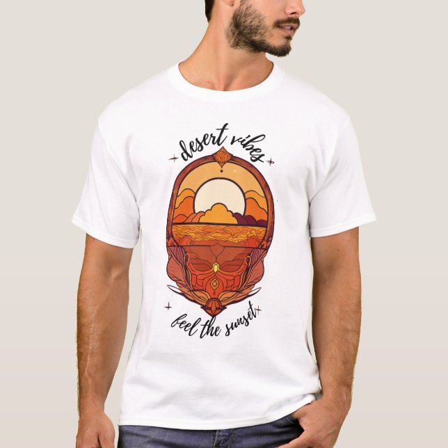 Desert Vibes 3D Sunset T-Shirt (Framsida)