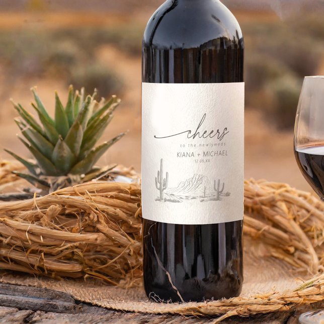 Desert Vibes Bröllop liggande Elfenbenskusten ID10 Vinflaska Etikett (Skapare uppladdad)