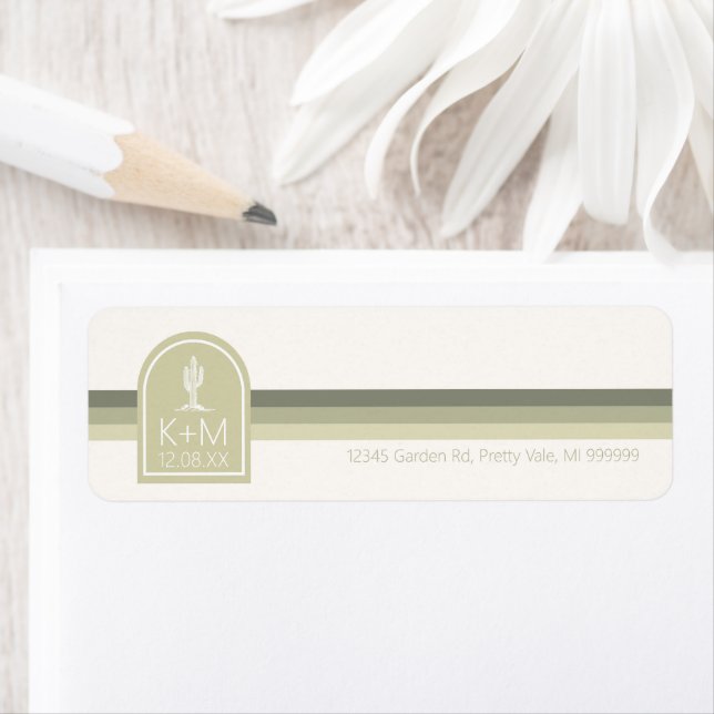 Desert Vibes Bröllop Sage Ivory ID1019 Returadress Etikett (Insitu)