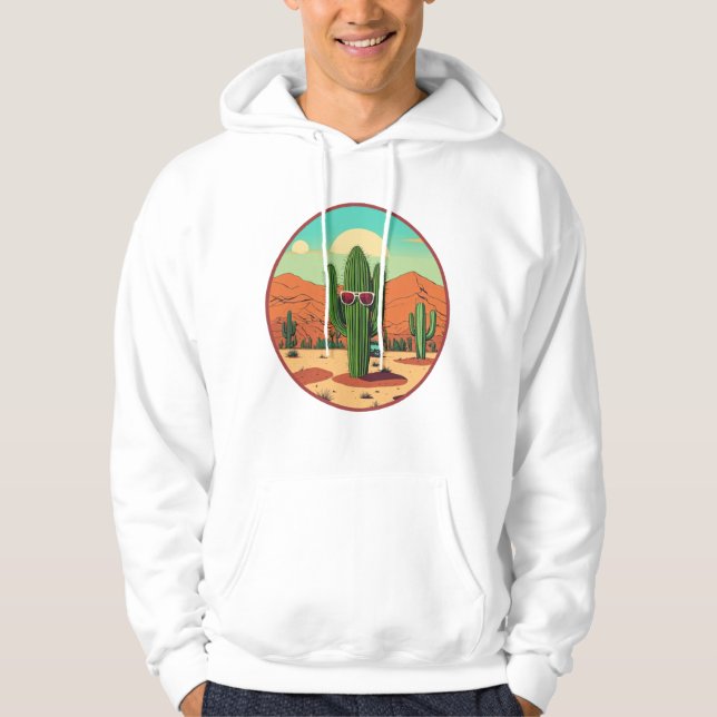 Desert Vibes Cactus Hoodie - Trendiget Unisex Swea (Framsida)