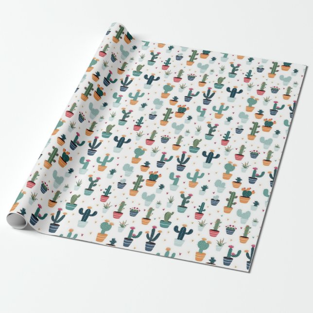 Desert Vibes: Cactus-Thned Wrapping Papper av Vint Presentpapper (Utrullad)