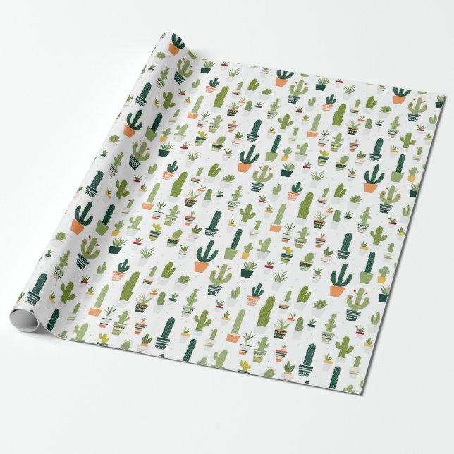 Desert Vibes: Cactus-Thned Wrapping Papper av Vint Presentpapper (Utrullad)