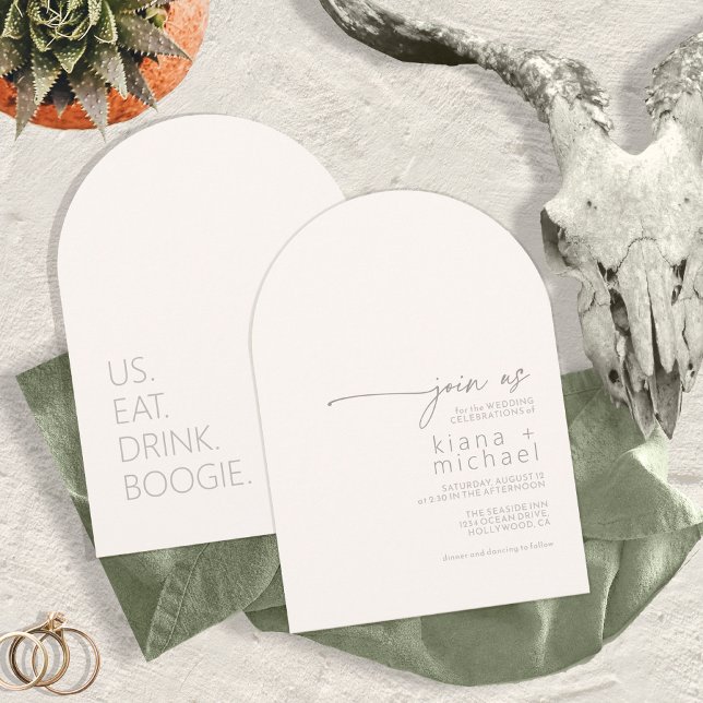 Desert Vibes Eat Drink Boogie Ivory Arch ID1019 Inbjudningar (Skapare uppladdad)