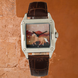 Desert Vild Mustang Horse med fjädrar Armbandsur