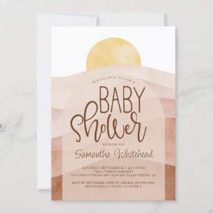 Desert Watercolor Sunset Baby Shower Inbjudningar