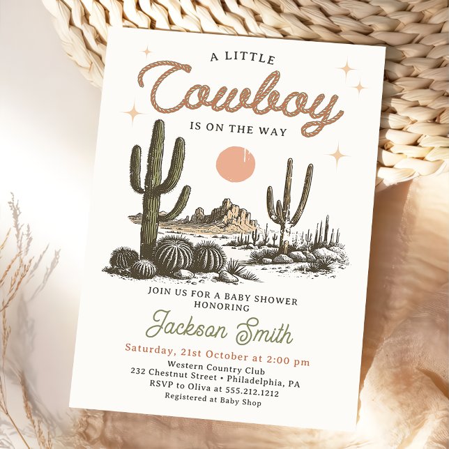 Desert Western Cowboy Baby Shower-inbjudan Inbjudningar (Skapare uppladdad)