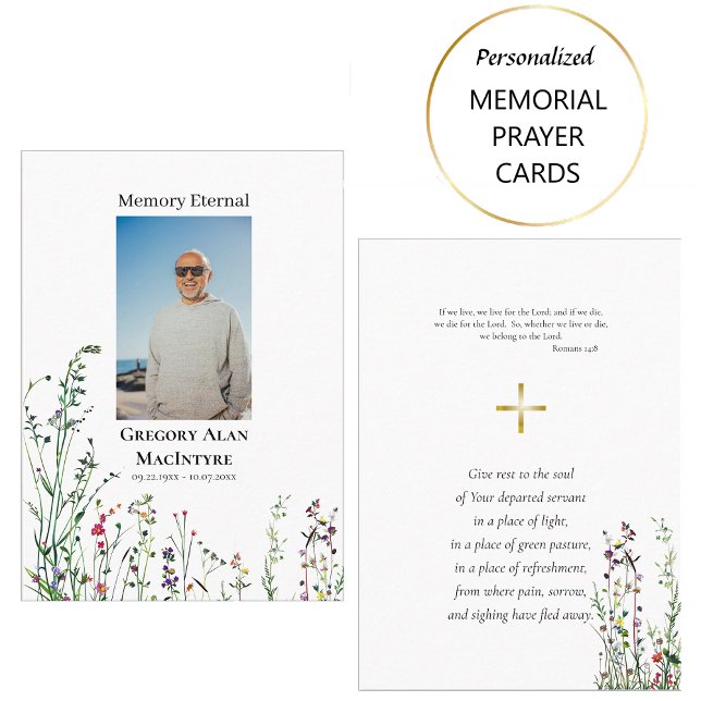 Desert Wildblommor Orthodox Funeral Prayer Card Placeringskort (Skapare uppladdad)