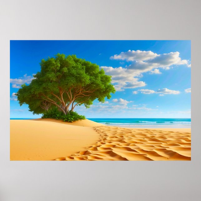 Deserted Tropical Island Sandy Beach  Poster (Framsidan)