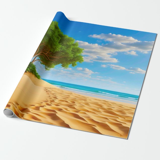 Deserted Tropical Island Sandy Beach  Presentpapper (Utrullad)