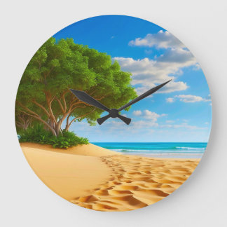 Deserted Tropical Island Sandy Beach Stor Klocka