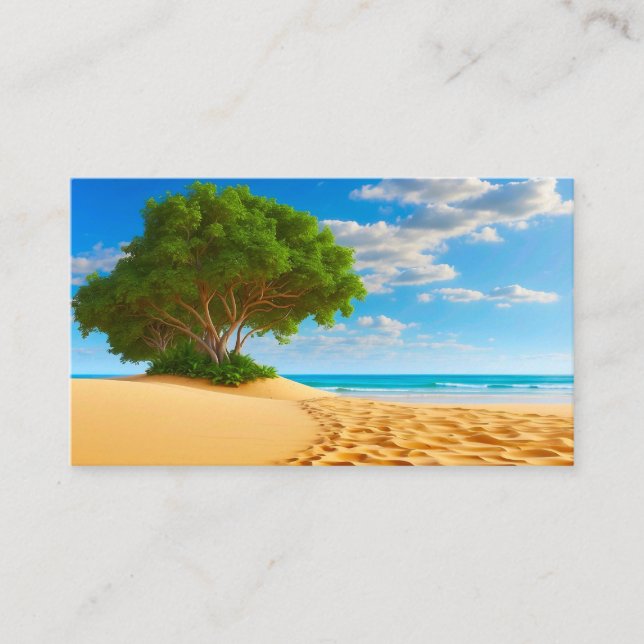 Deserted Tropical Island Sandy Beach  Visitkort (Framsida)