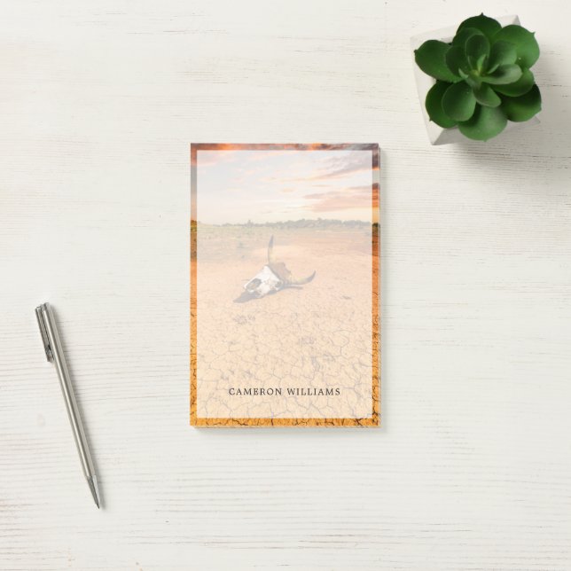 Deserts | Desert med Cow Skull Post-it Block (Kontor)