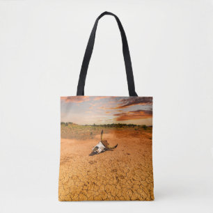 Deserts Desert med Cow Skull Tygkasse