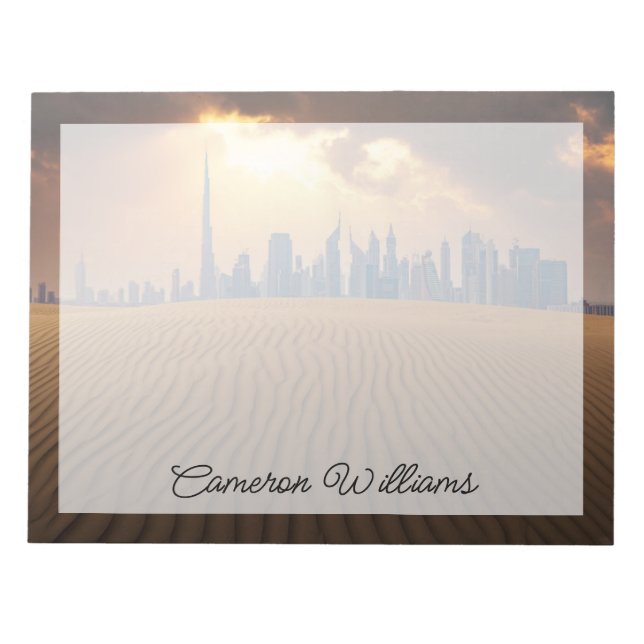 Deserts | Dubais Skyline View från Sand Dune Anteckningsblock (Framsida)