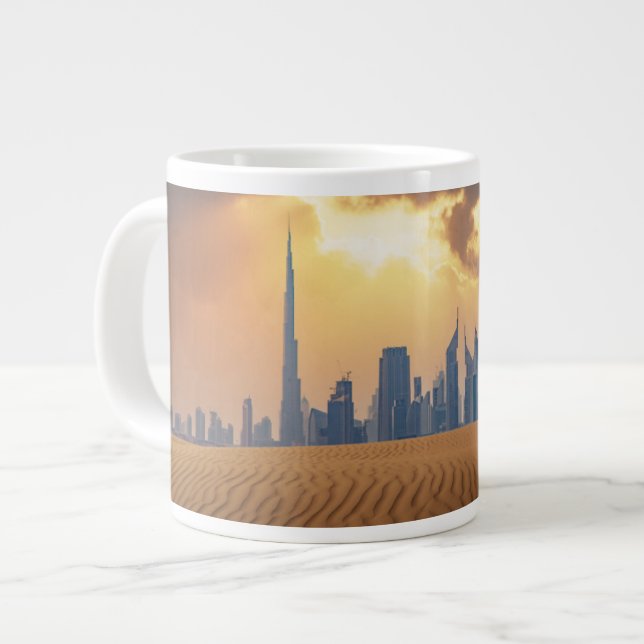 Deserts | Dubais Skyline View från Sand Dune Jumbo Mugg (Framsida vänster)