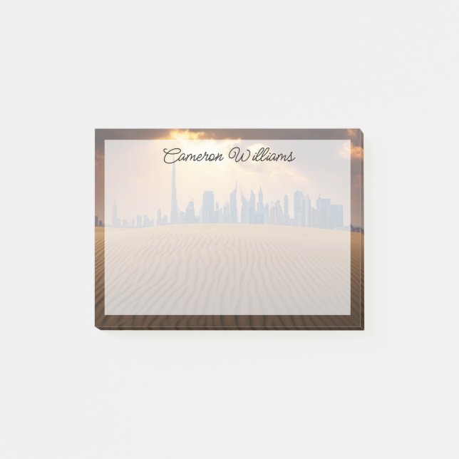 Deserts | Dubai's Skyline View from Sand Dune Post-it Block (Framsida)