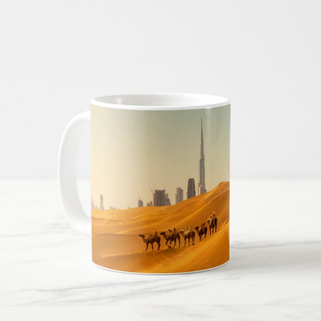 Deserts | Dubais Skyline View med Camels Kaffemugg (Framsida vänster)