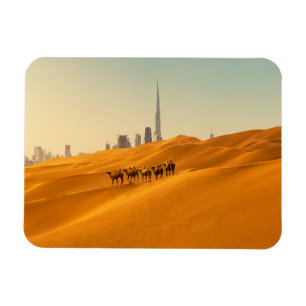 Deserts Dubais Skyline View med Camels Magnet
