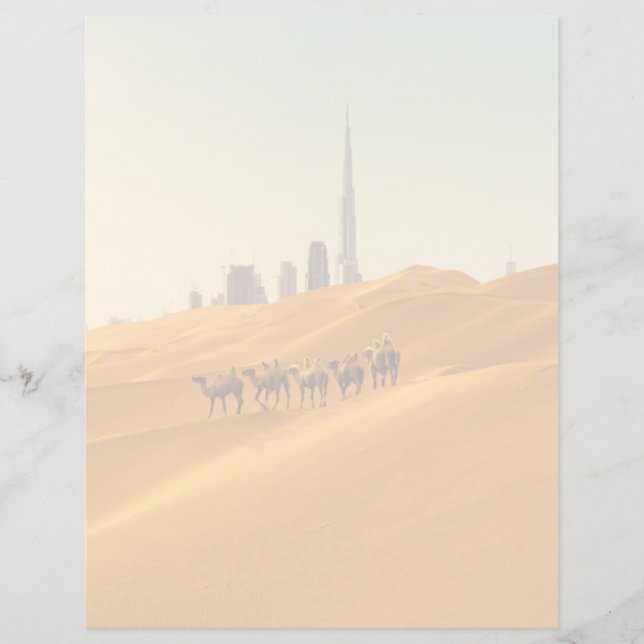 Deserts | Dubai's Skyline View with Camels (Framsida)