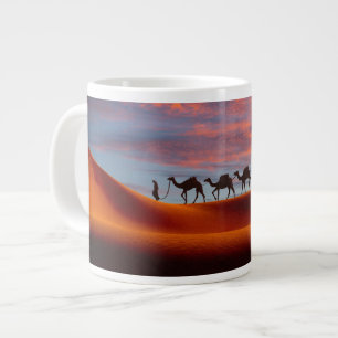 Deserts   Man & Camels i Sand Dunes Jumbo Mugg