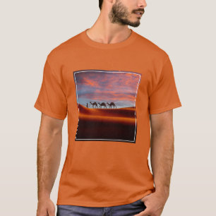 Deserts   Man & Camels i Sand Dunes T Shirt