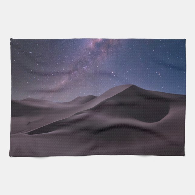 Deserts | Milky Way Starry Himlar Sand Dune Dubai Kökshandduk (Horisontell)