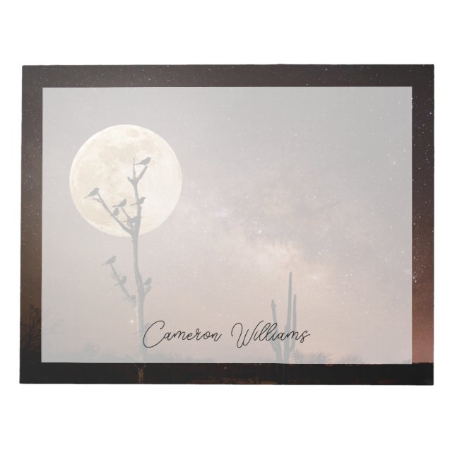 Deserts | Saguaro Cactus with Birds in Desert Anteckningsblock (Framsida)