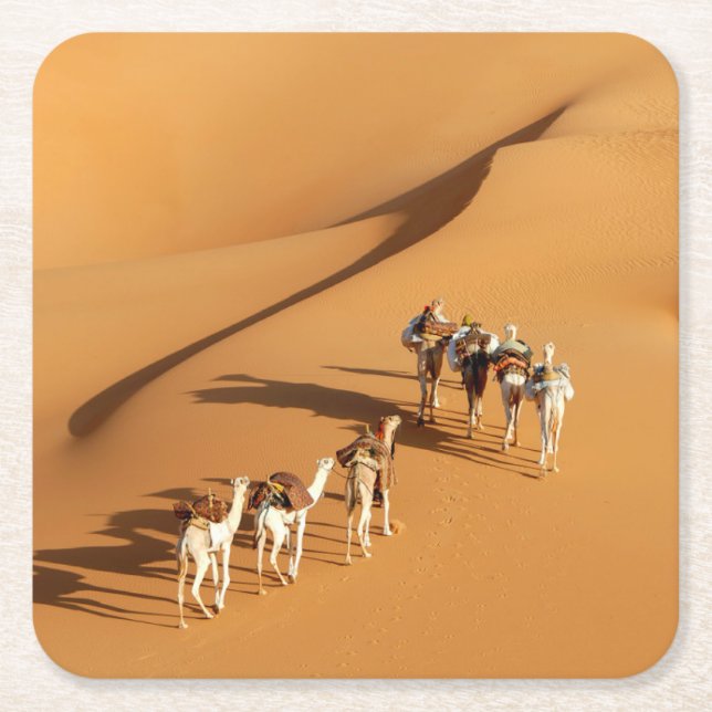 Deserts | Tuareg Walk med Camels Underlägg Papper Kvadrat (Framsidan)