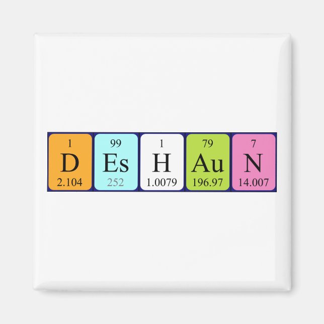 Deshaun periodiskt bord namn magnet (Framsidan)