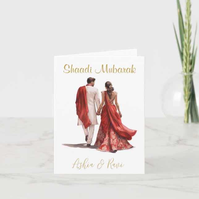 Desi bröllopskort för gratulationer tack kort (Framsida)